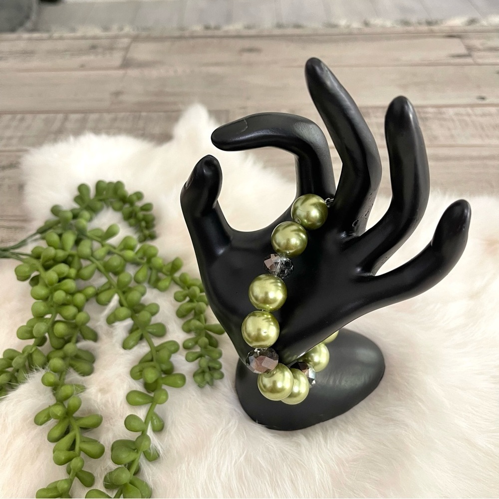 Chunky Large Beaded Statement Bracelet Green Beads